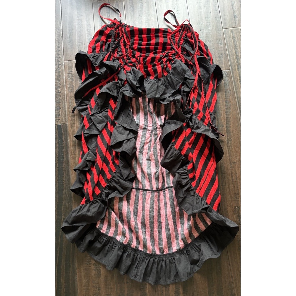 The Pirate Dressing Bustle Skirt Womens L Red Black Ruffle Tiered Goth Steampunk